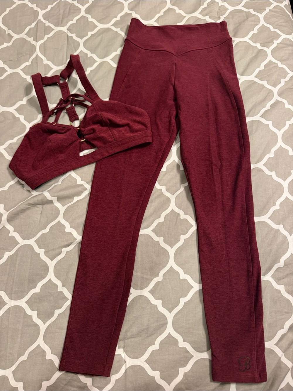 Bombshell Sportswear Sculpt Leggings and Dream Sports Bra -Black Cherry